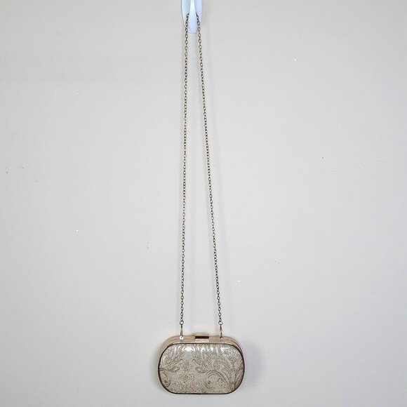 Lulu Townsend Gold Floral Clutch Handbag Party Wedding Date Night Event Festive - Picture 12 of 15